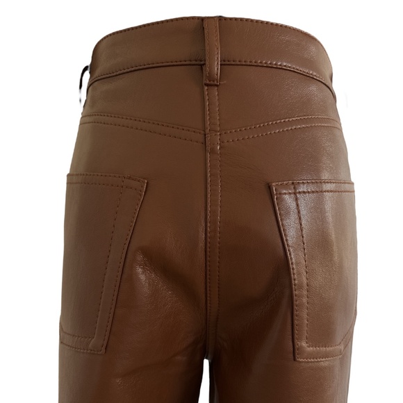 WILFRED The Melina High Waisted Vegan Leather Pants in Cognac Brown‎ Wm Sz 4 EUC - Picture 3 of 9